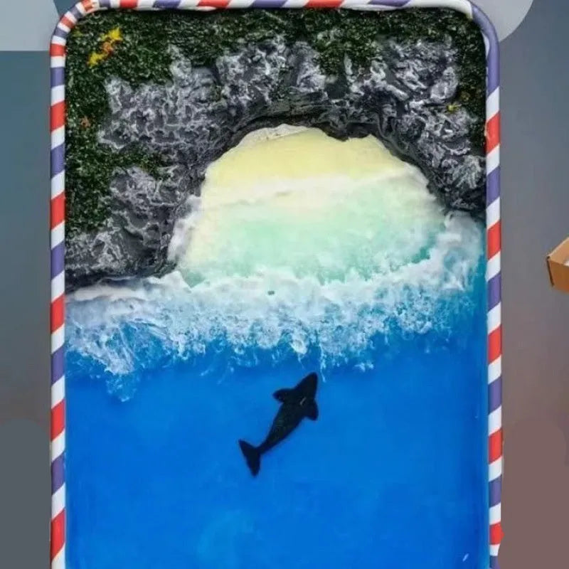 DIY bamboo marine landscape handmade model ornament with whale and island theme options