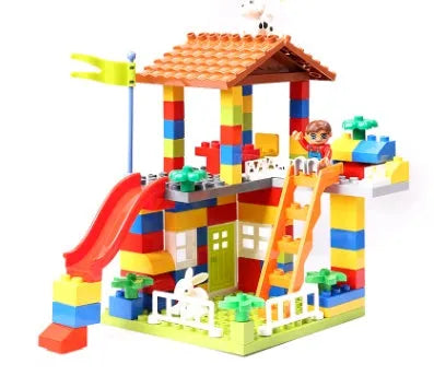 Children's puzzle building blocks large particle plastic set city baby theme for toddlers