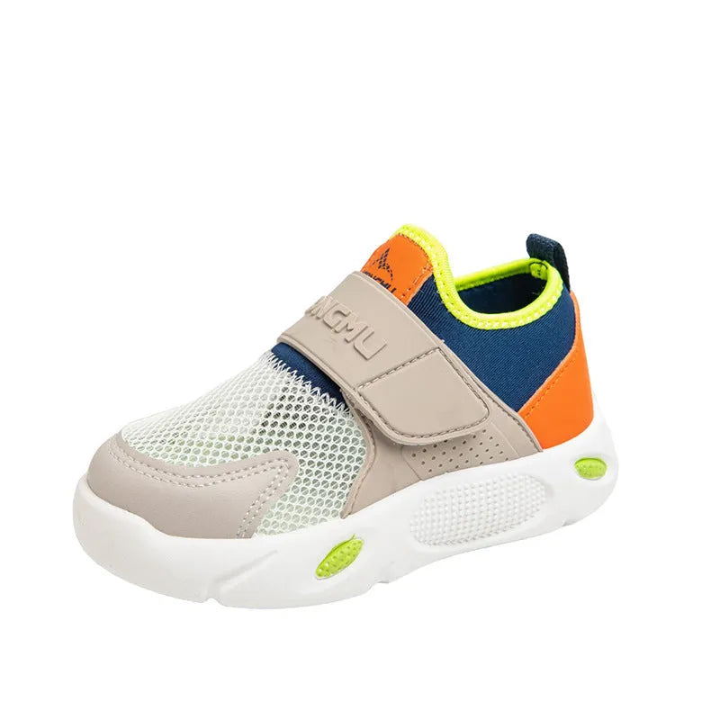 Children's slip-on shoes with soft rubber sole and PU upper in blue green colour on white background