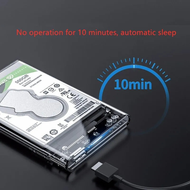 ORICO 2139U3 transparent 2.5 inch USB 3.0 SATA hard drive enclosure with blue LED light
