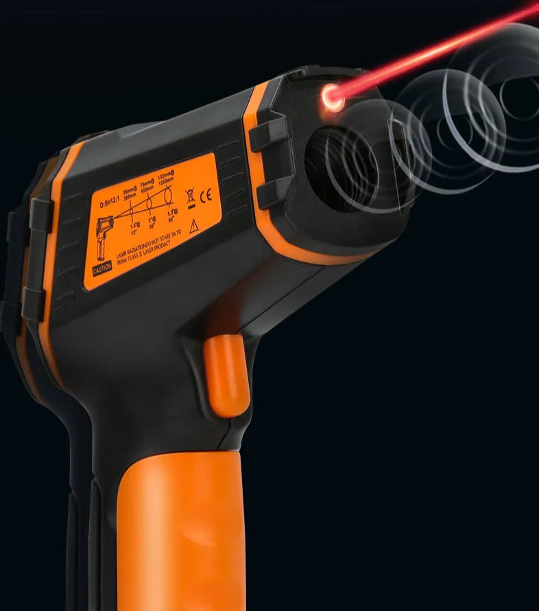 ST390A handheld infrared thermometer with laser pointer for non-contact temperature measurement.