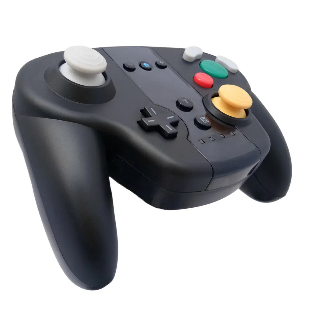 Black wireless gamepad controller with colourful box packaging for Nintendo Switch and Windows PC gaming