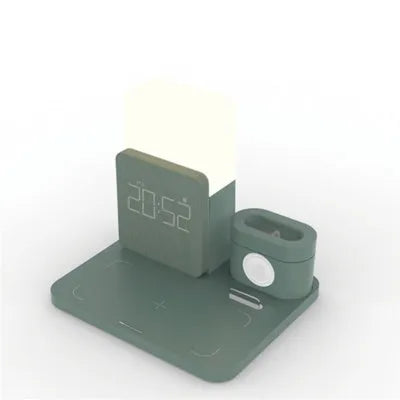 3-in-1 multi-function Qi wireless charger stand in dark green, light green, or black colours