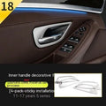 Black ABS and stainless steel interior handle trim strips for BMW 5 Series F10/F1 models, four-piece set.