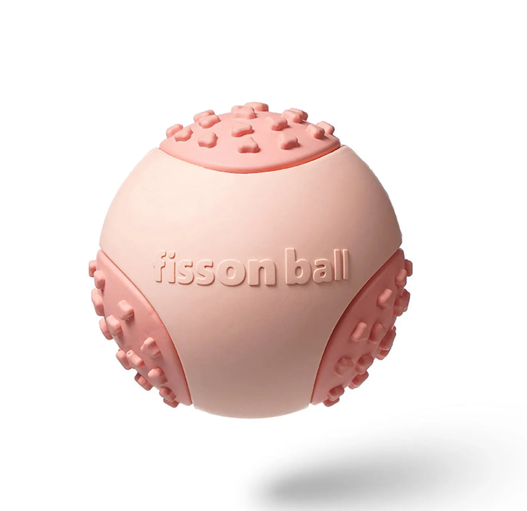 Green and pink rolling ball dog toy 64mm diameter for interactive pet play