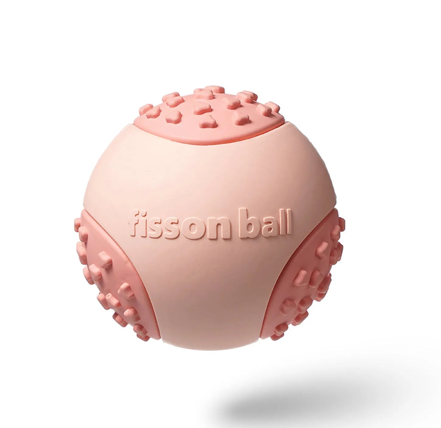 Green and pink rolling ball dog toy 64mm diameter for interactive pet play