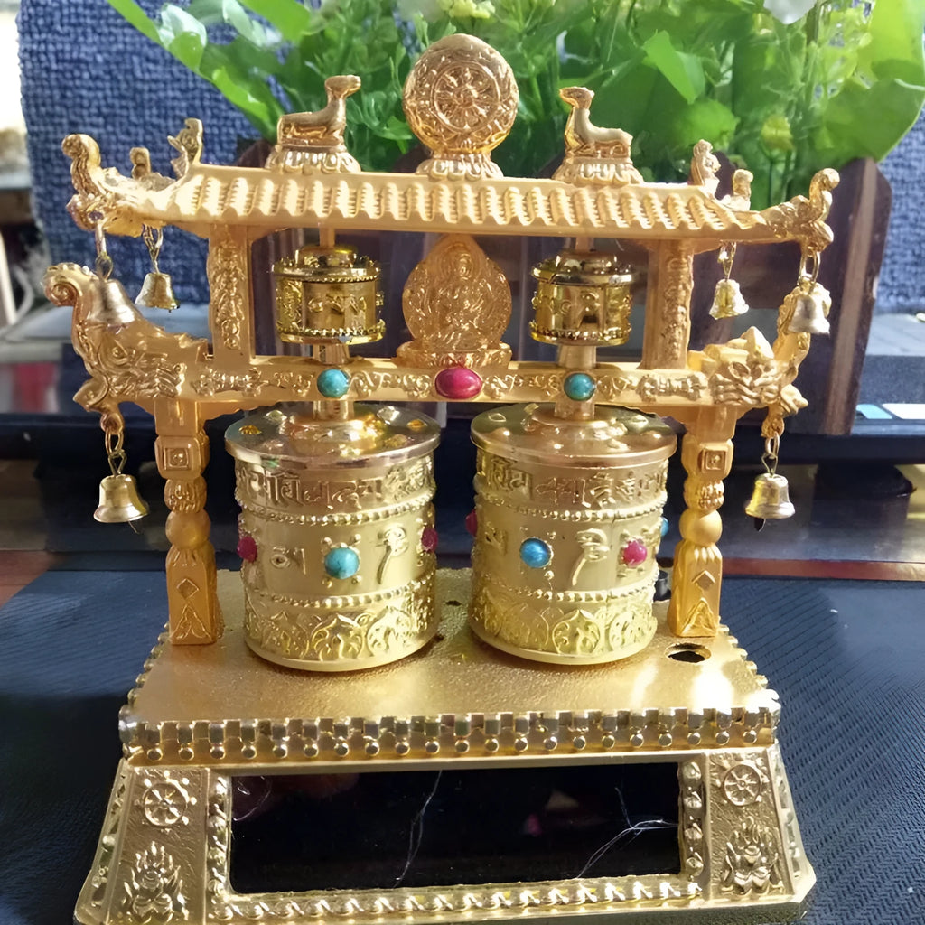 Alloy prayer wheel car decoration with Chinese tradition styling and rotary function