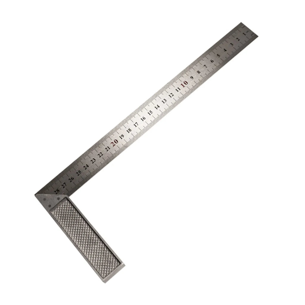 Red thin 7-inch metal combination angle ruler for civil surveying with metric graduation on both sides