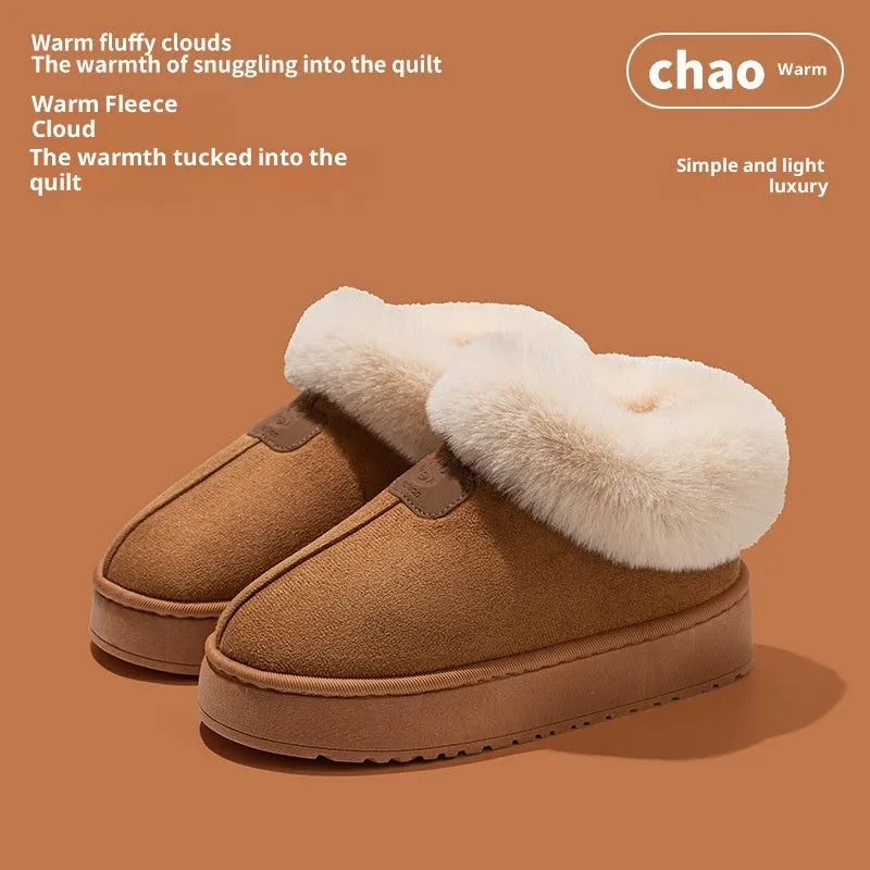 Women's casual solid colour slippers with suede upper and bear logo heel cover on a neutral background