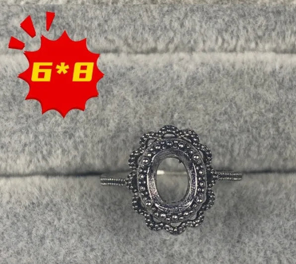 Oval denier ring with electroplated copper, 6x8 mm stone, and five-pointed star design