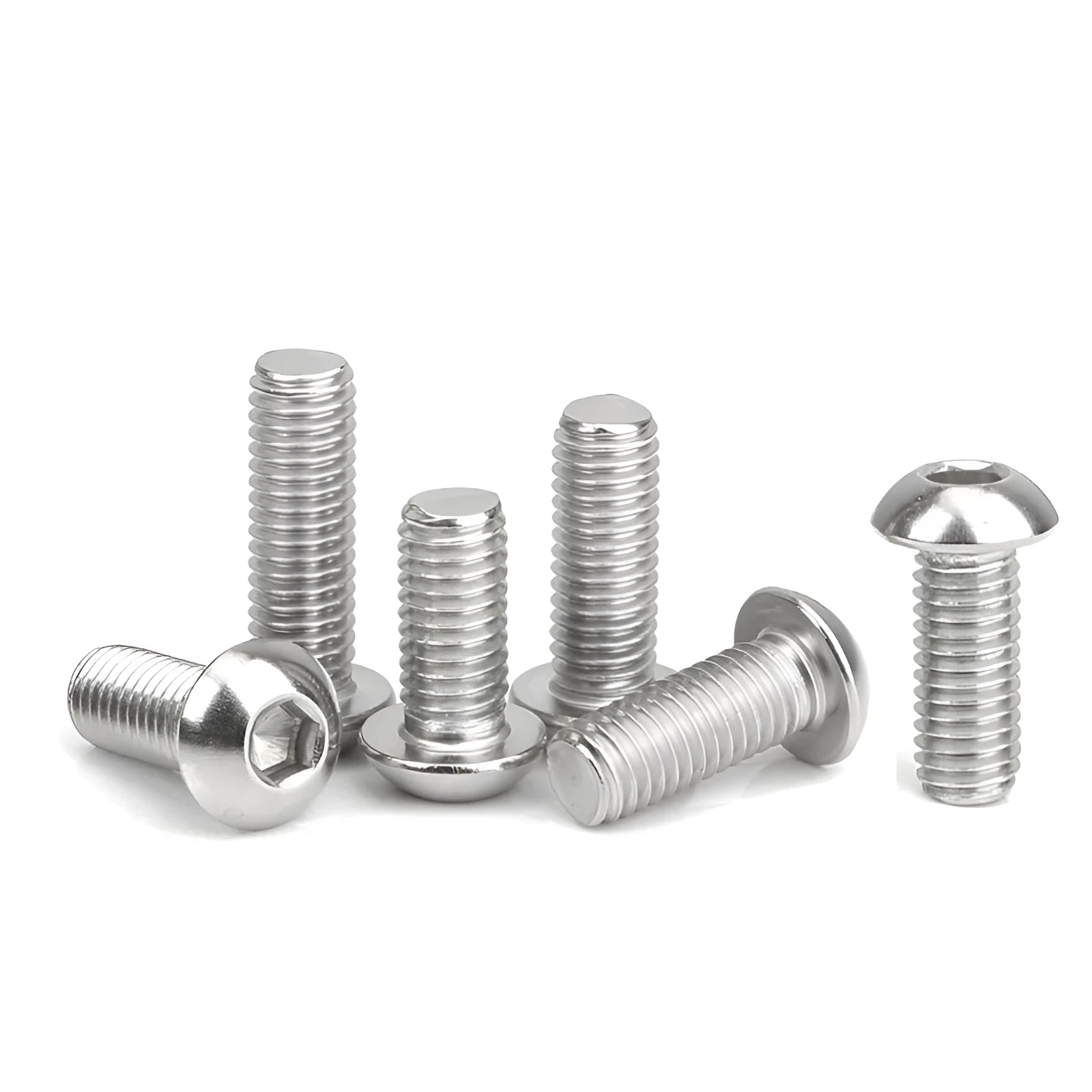 Stainless steel half round head pan head hexagon screw with whitewash finish