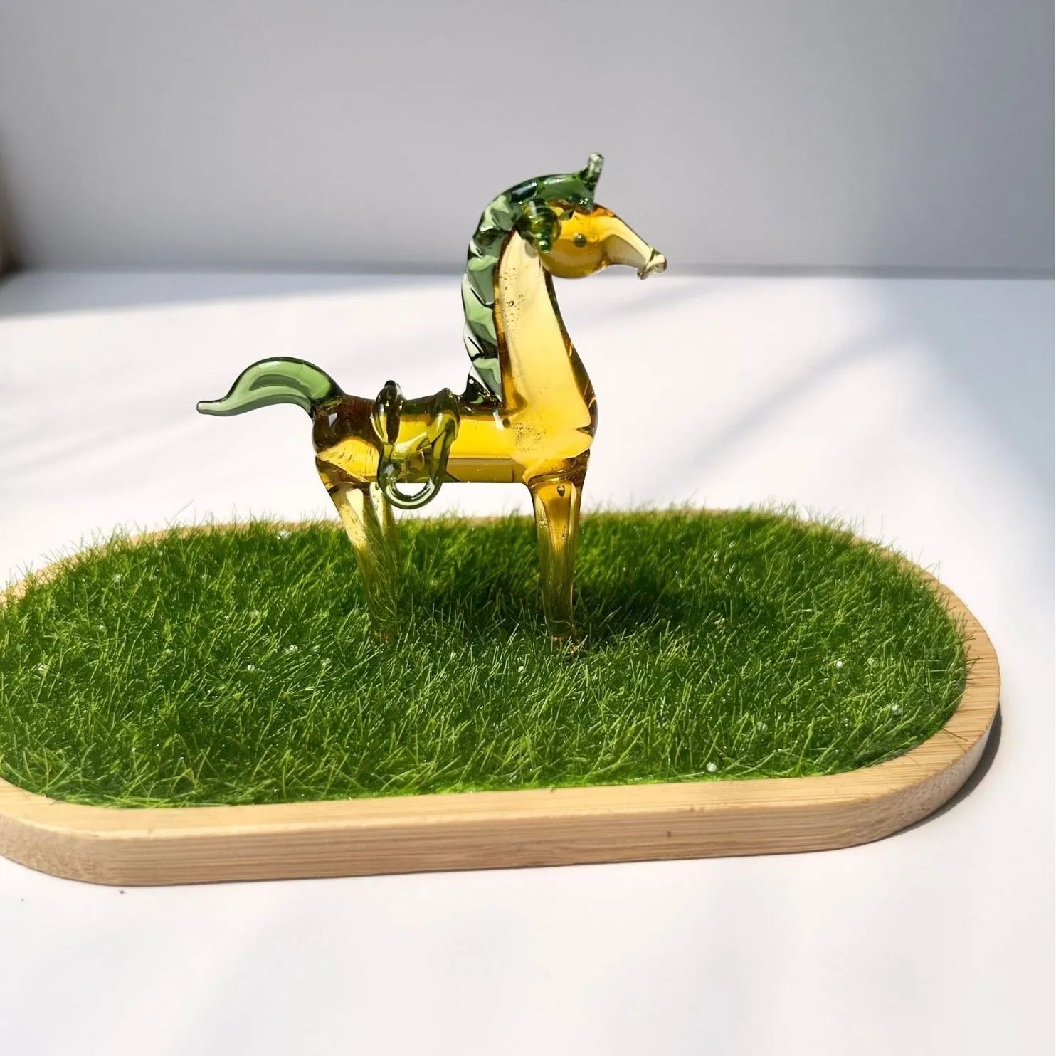 Glazed horse figurine decorative ornament in modern simple design with coloured glaze finish
