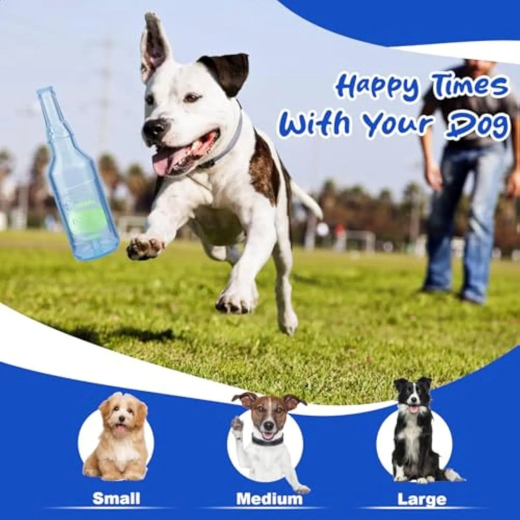 Blue green red natural rubber dog water bottle cruncher toy with squeaker for aggressive chewers