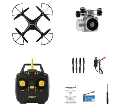 JJRC A20 quadcopter drone in black with 200W camera, plastic body, and 4-channel remote control handle