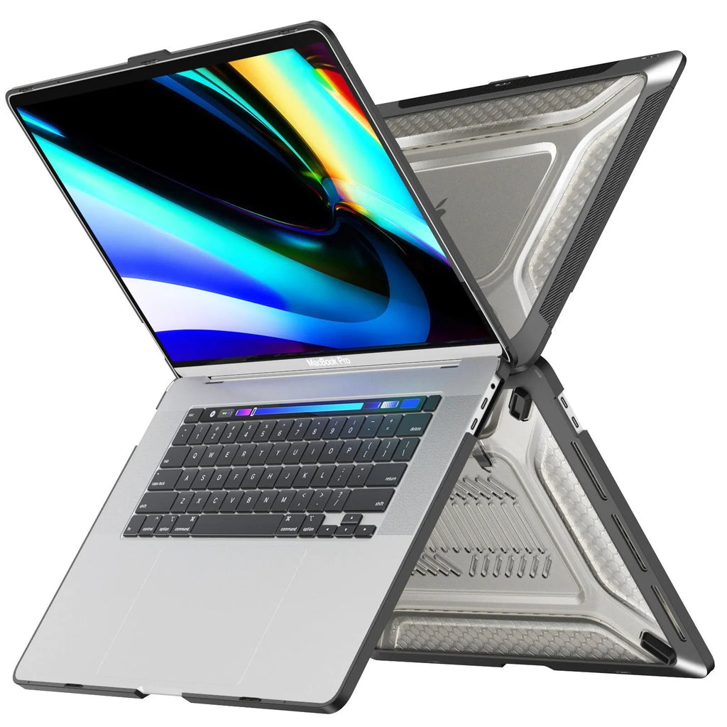 MacBook protective sleeve case in four colours: cold black, starry sky grey, elegant apricot, and sapphire blue