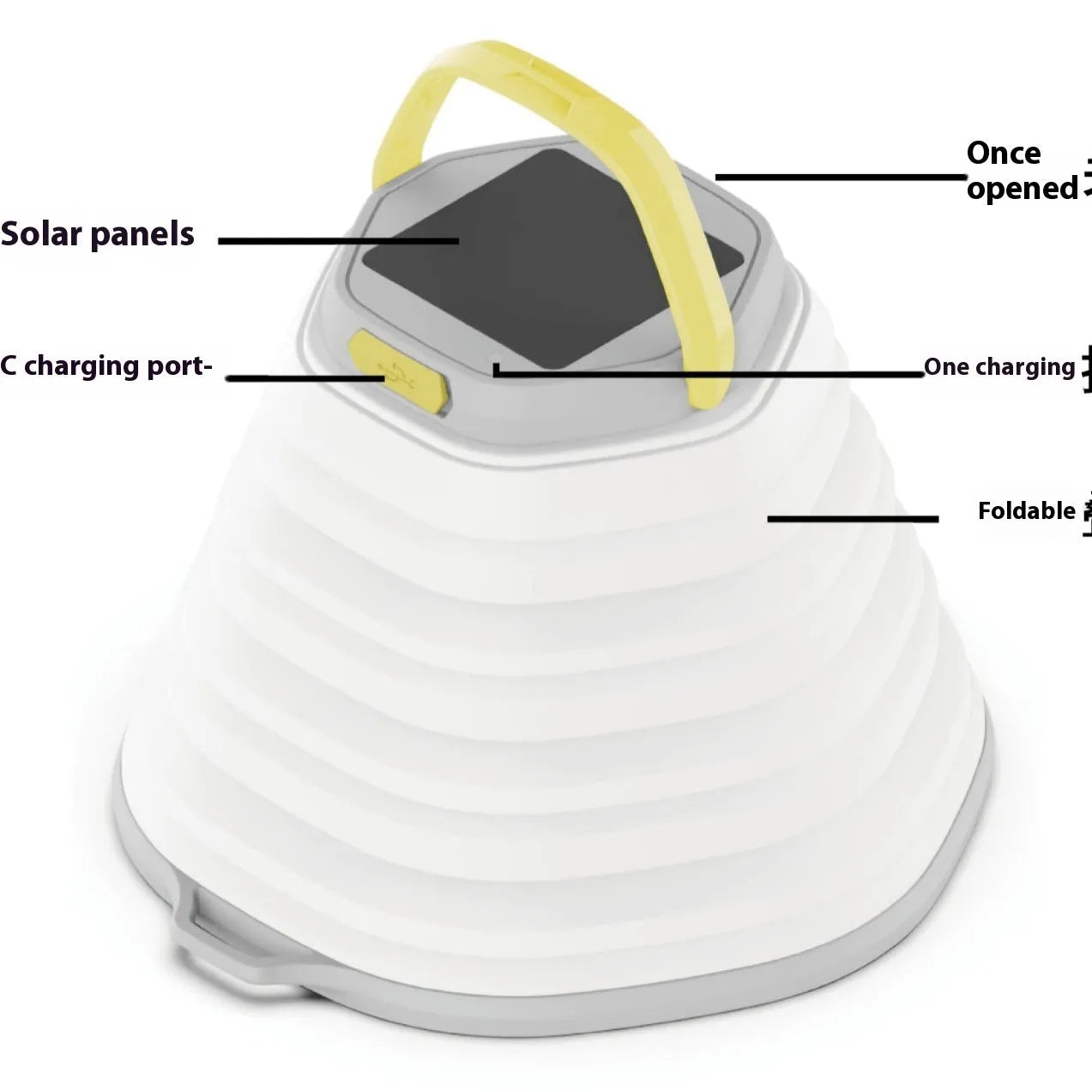 White portable camping lamp with large capacity lighting and single-key cycle switch