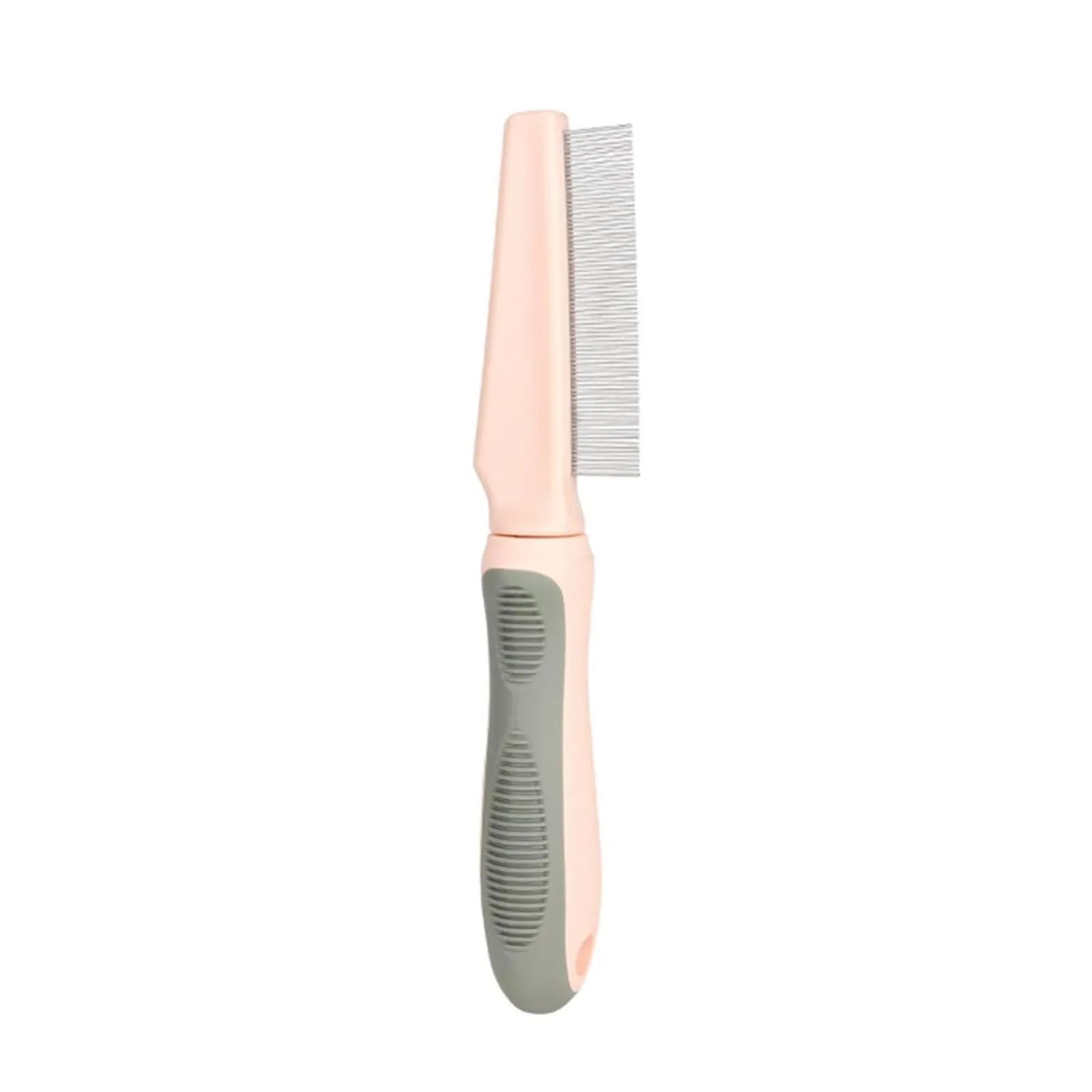 Blue pet detangler comb with multiple needle types and a rubber handle for grooming dogs and cats
