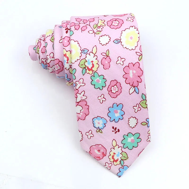 Korean style narrow cotton bow tie for men with printed cartoon pattern design