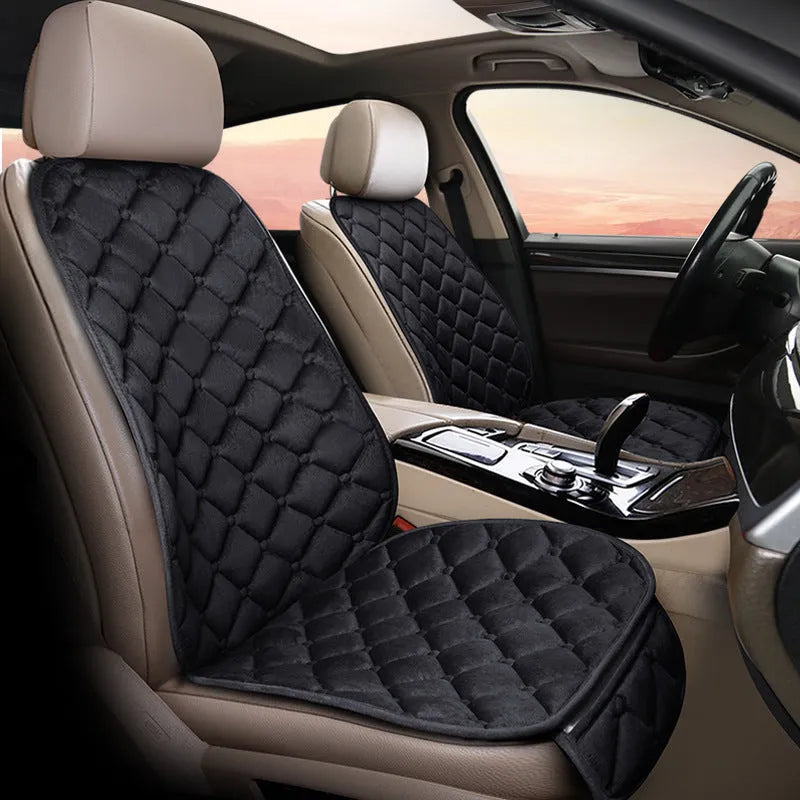 Ringer-style cotton plush car seat cushion in burgundy, black, coffee, grey, purple, or warm rice colour.