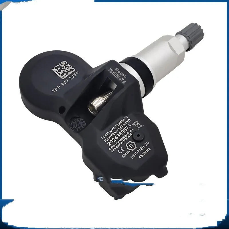Black Audi-compatible tyre pressure monitor for valve stem attachment