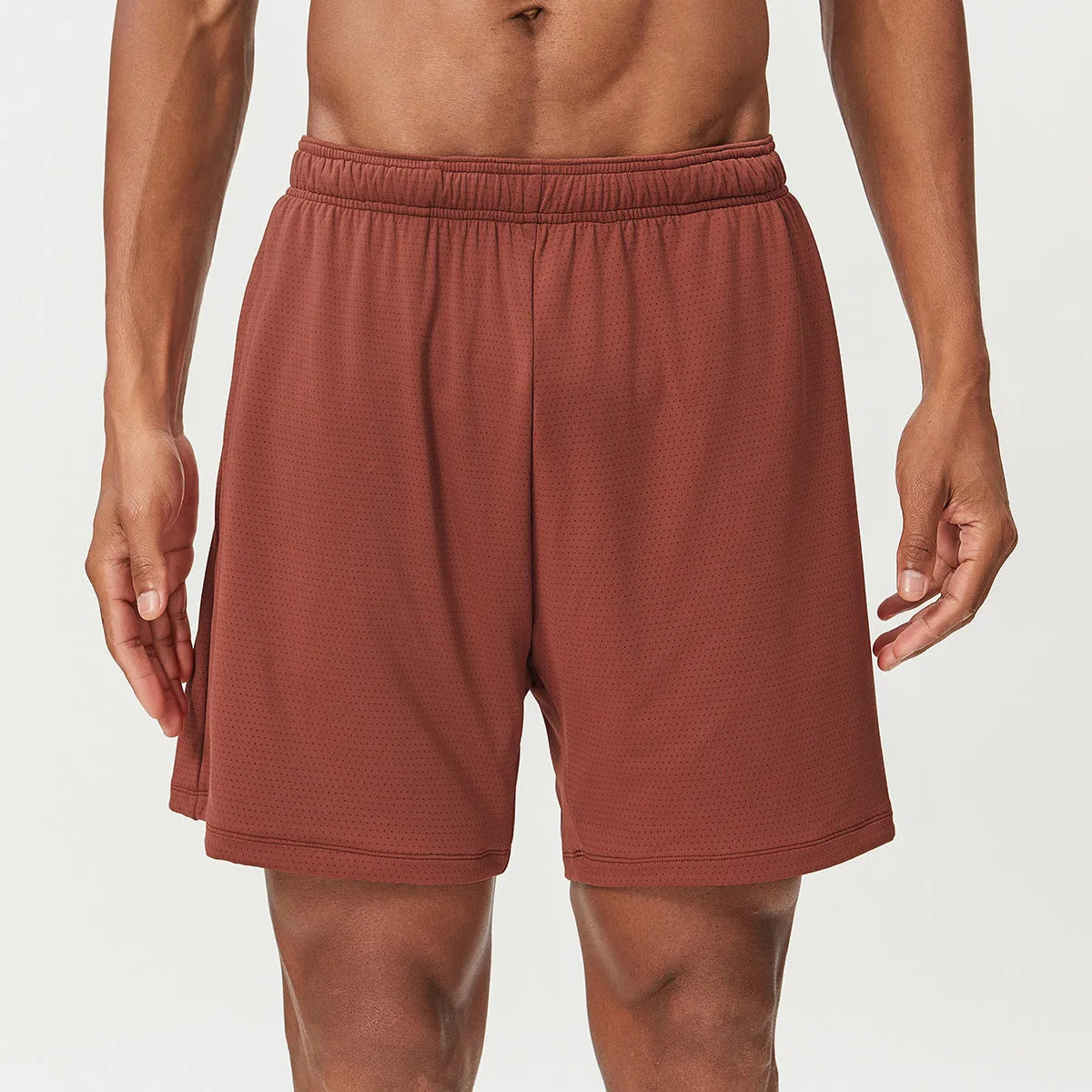 Men's quick-drying running shorts in seven colours with double-layer construction and moisture-wicking fabric