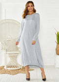 Black lantern dress with lace-up crew neck and loose silhouette for casual wear