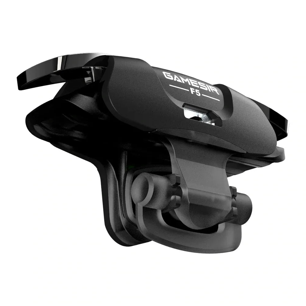 Black F5 mobile game controller joystick for phones, showing compact size.