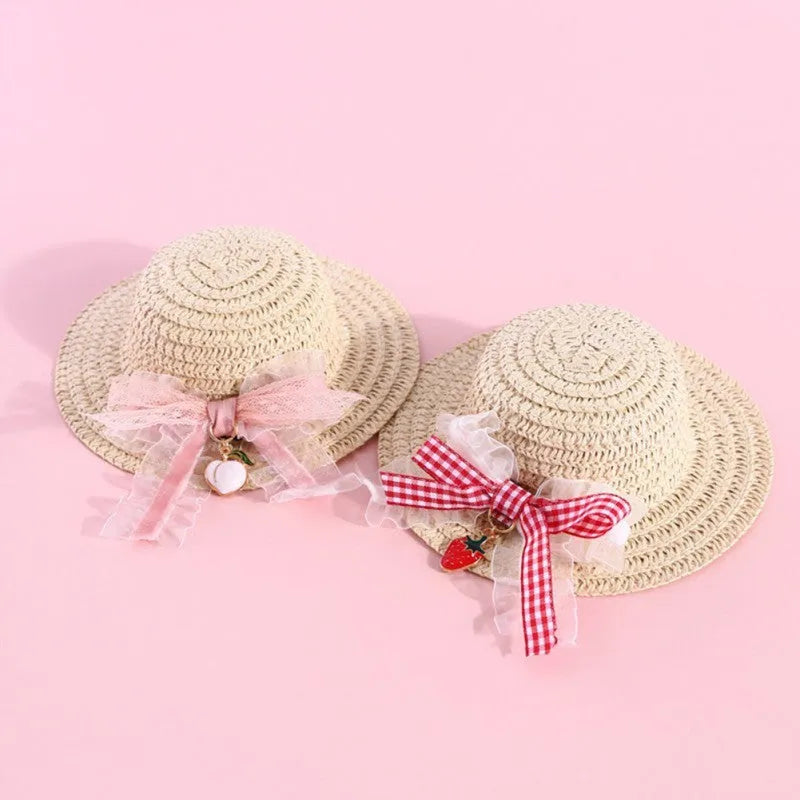 Handmade adjustable bowknot pet hat for dogs and cats in cartoon style with three size options