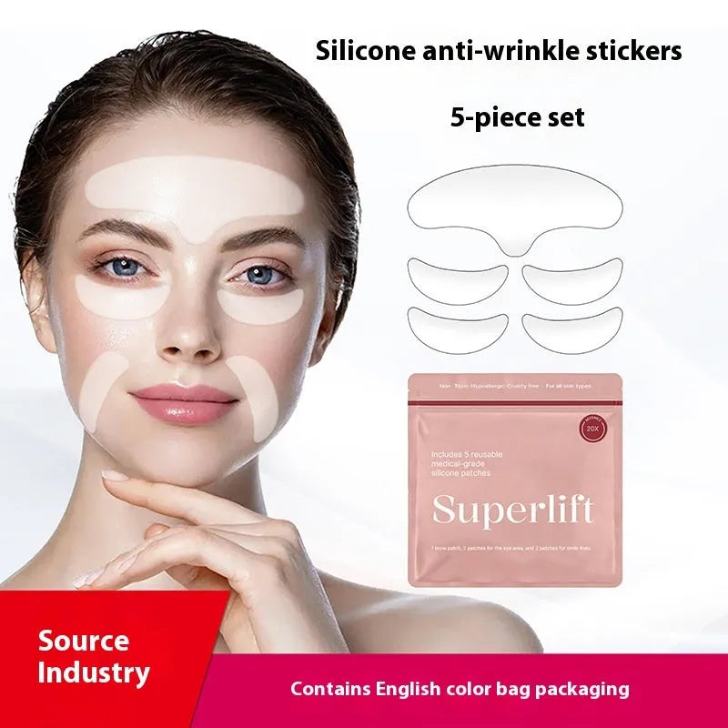 Five reusable silicone anti-wrinkle face patches for wrinkle removal and prevention