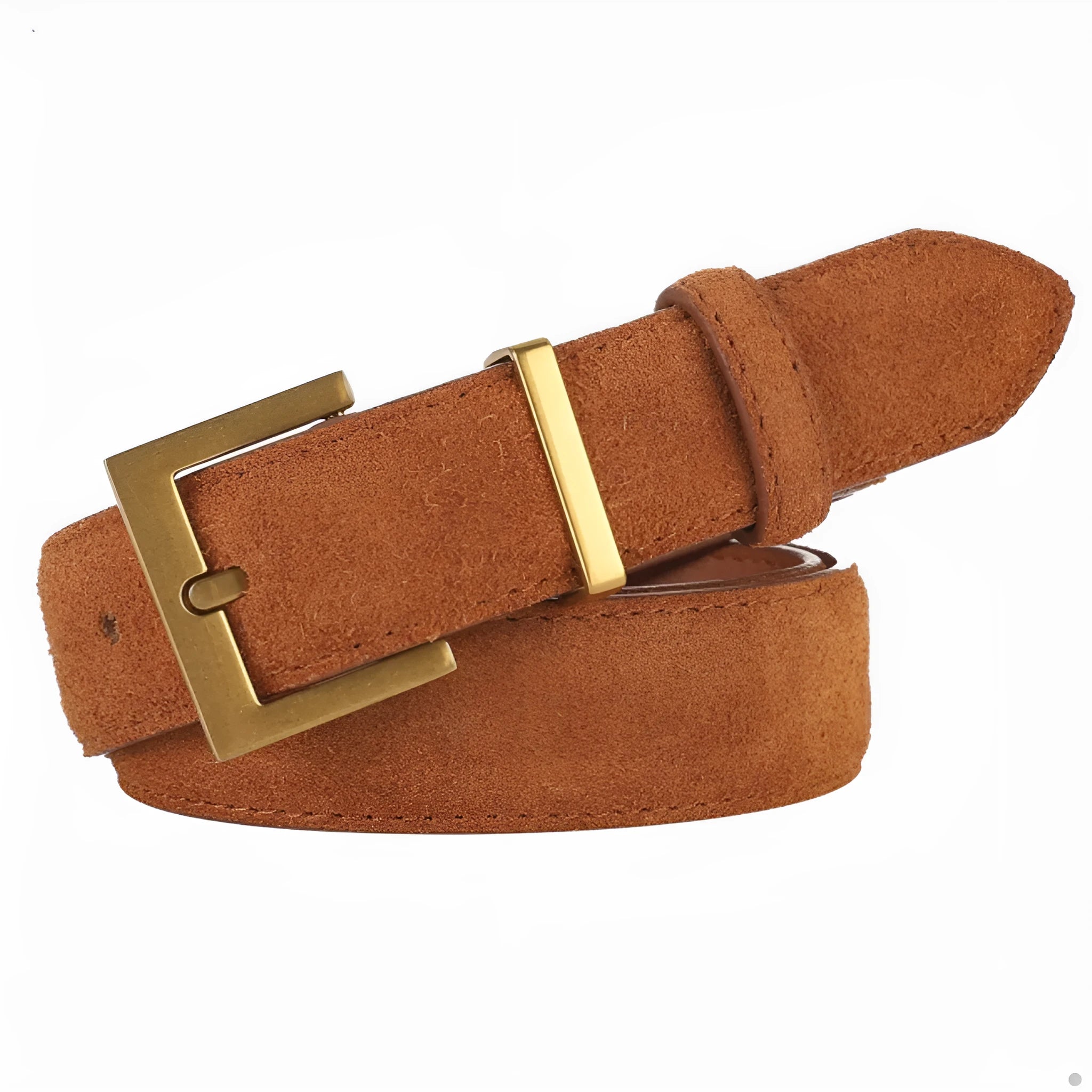 Ladies' leather belt with quadrilateral pin buckle in four colour options