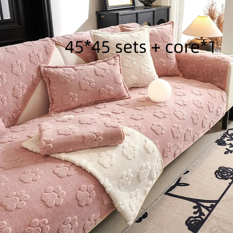 Thickened fleece non-slip sofa cushion 45x45cm in solid colour modern simplicity style