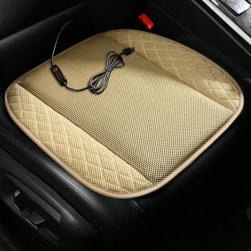 USB ventilated car seat cushion in multiple colours with cooling fans visible
