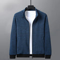Men's black athletic fit casual jacket with a stand-up collar and front zip.