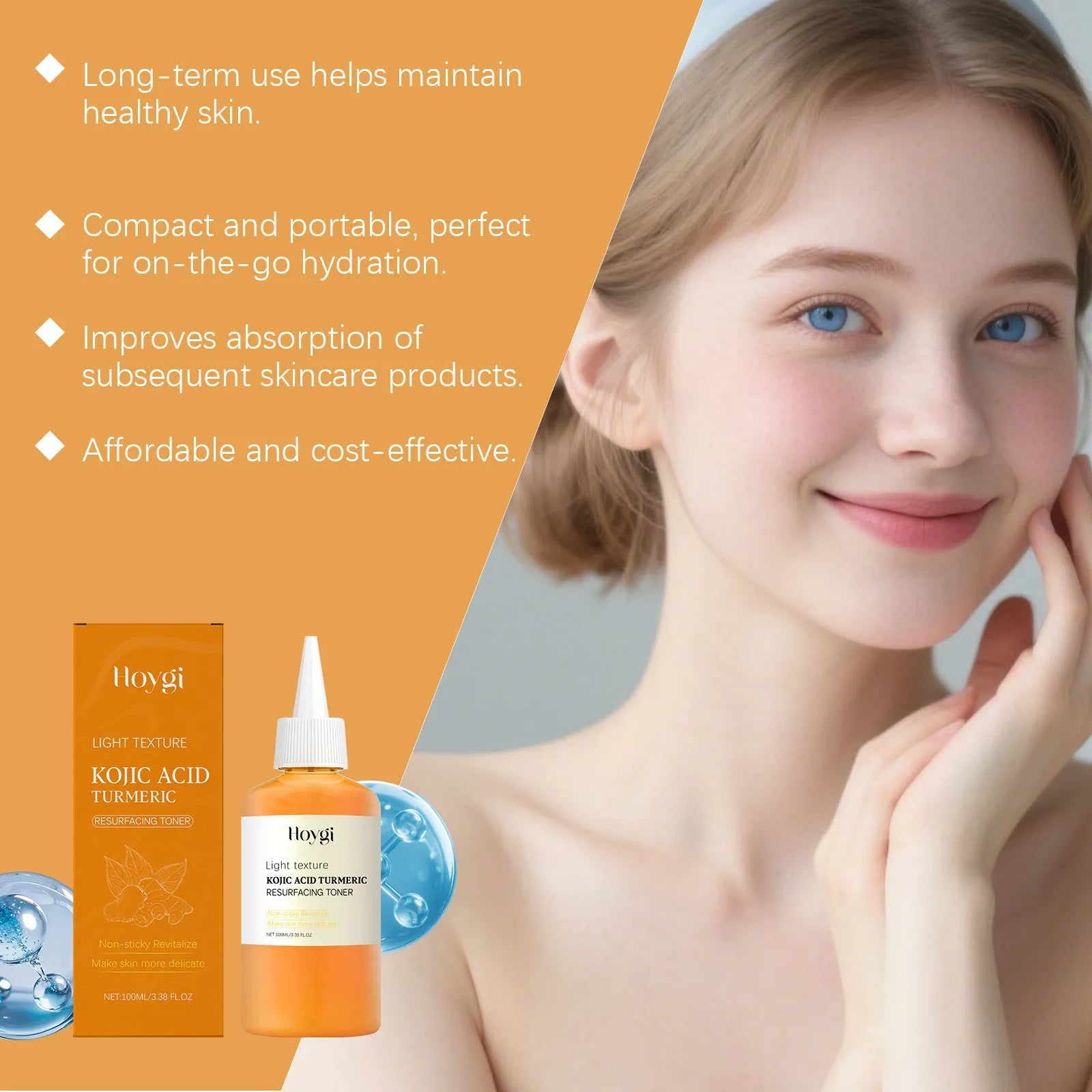 100ml turmeric moisturising water in packaging measuring 4.3cm by 13.4cm