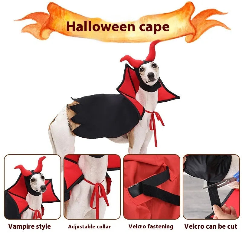 Black polyester pet vampire costume with hooded cloak for Halloween