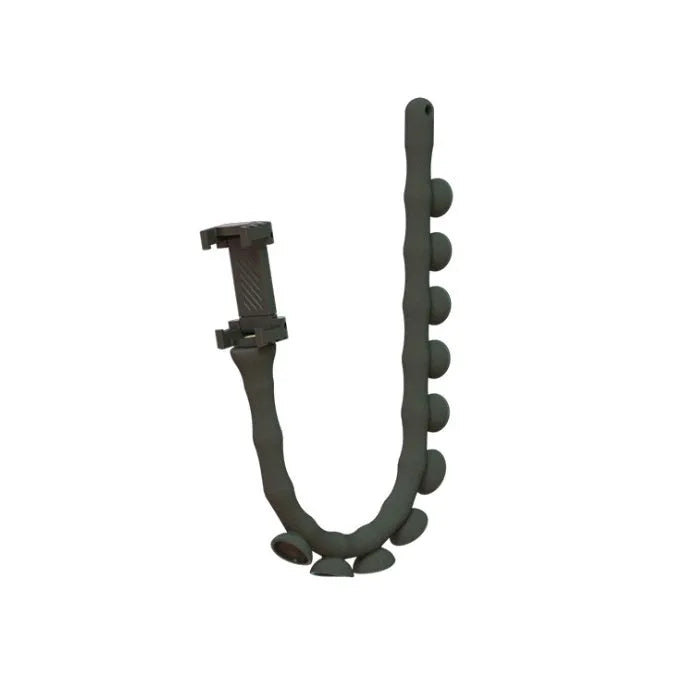 Black flexible rubber lazy bracket phone holder with suction cup base extended to show 62cm length.