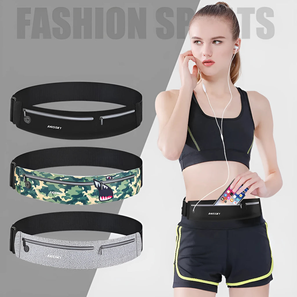 8-inch waterproof waist bag in chinlon Lycra for outdoor sports with anti-theft features