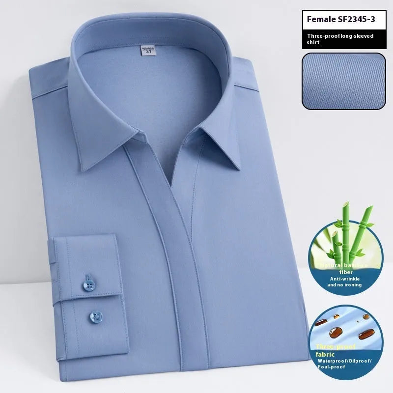 Men's slim fit bamboo fibre business shirt with square collar in solid colour