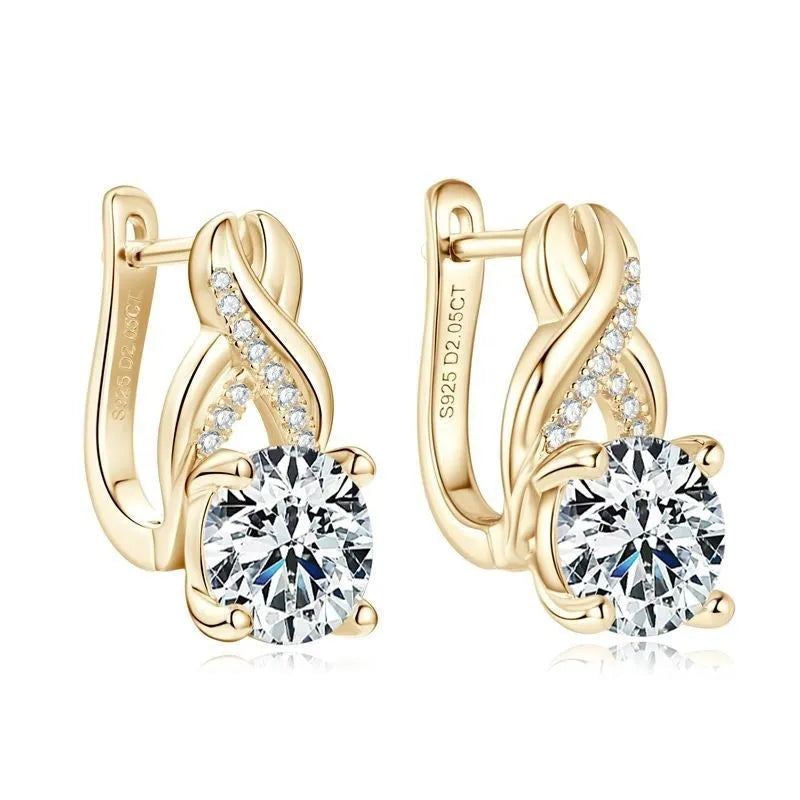 Light luxury moissanite twist drop earrings in 925 silver, gold or platinum finish