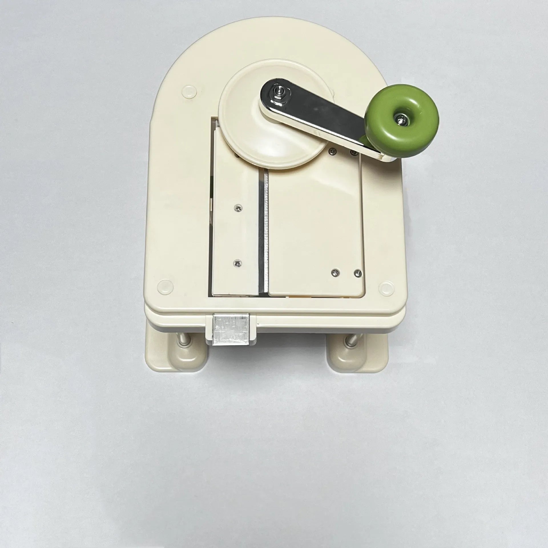 Beige stainless steel vegetable slicer chopper tool for potatoes and kitchen use