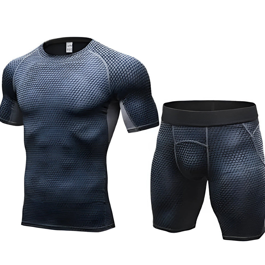 Men's black compression gym shorts with elastic waist, made from 85% polyester 15% spandex for fitness and running