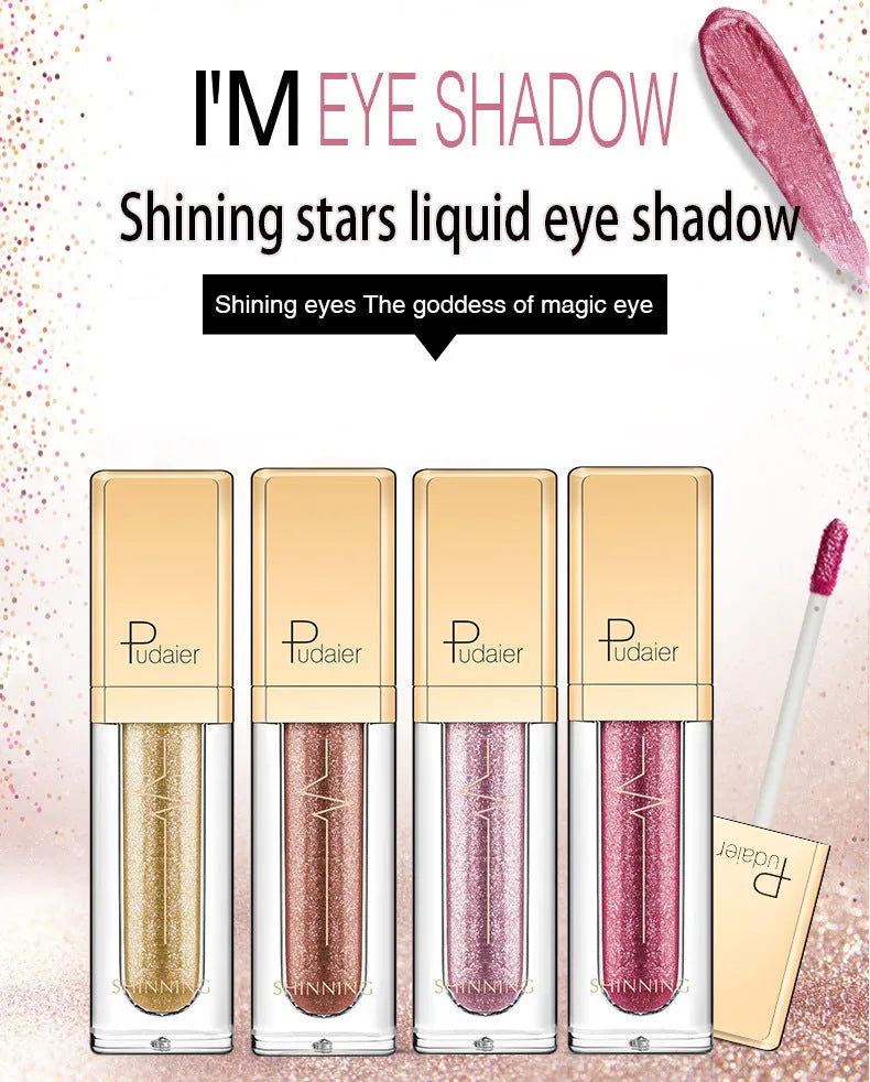 18-colour glitter eyeshadow palette with mother-of-pearl shades including Beige, Rose Gold, and Sapphire Blue