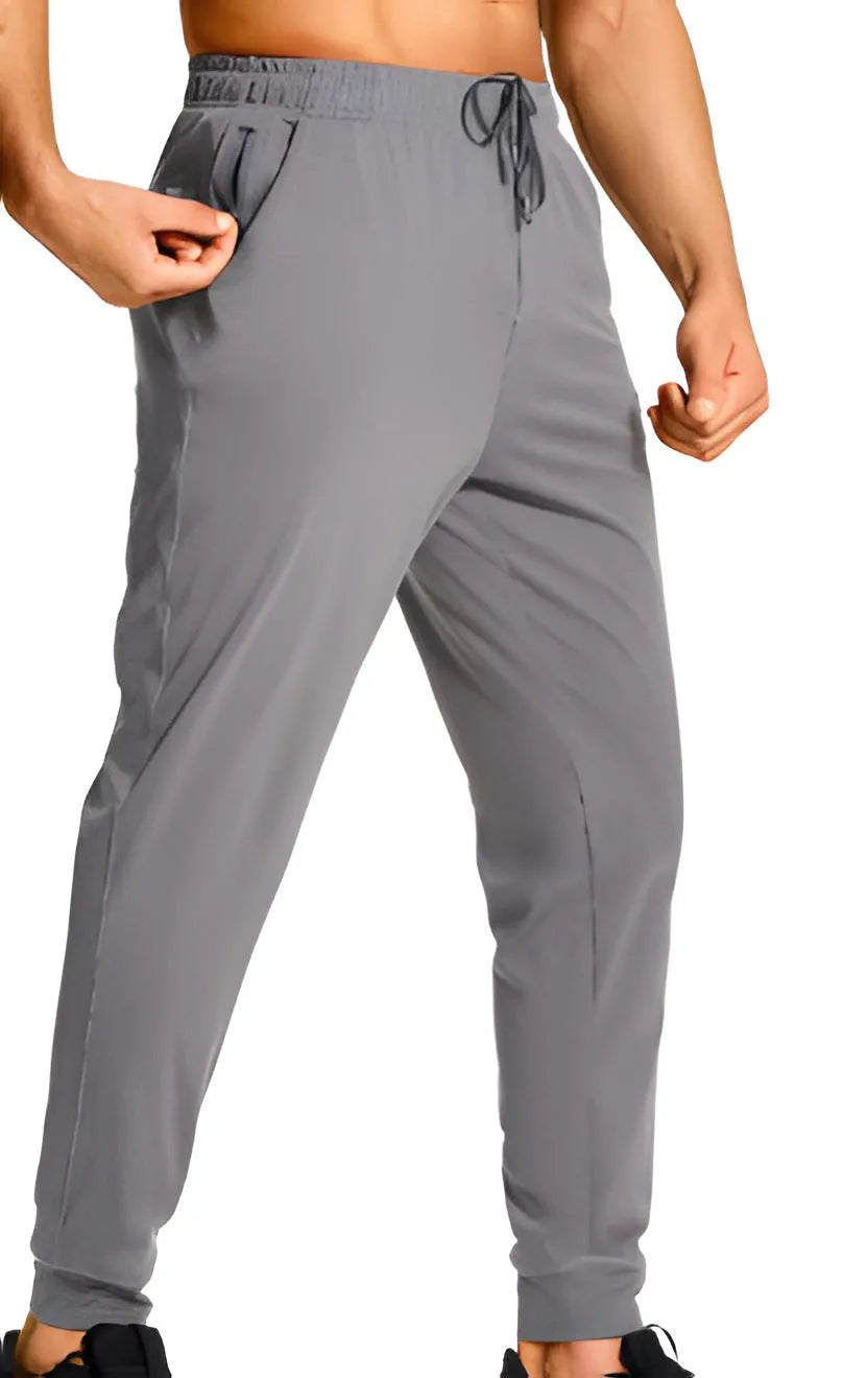Men's loose casual trousers in solid colour with straight-leg fit, available in multiple size options
