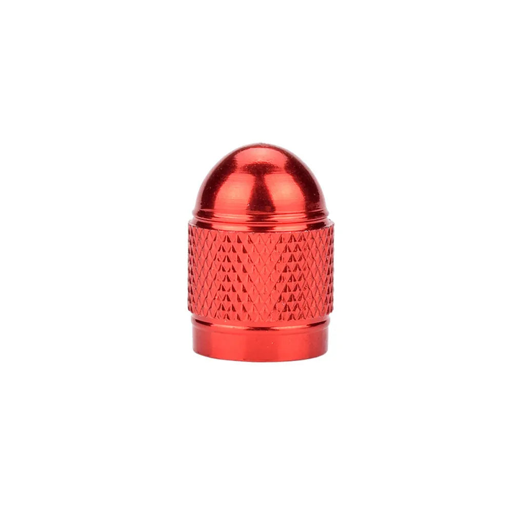 Aluminium mountain bike tyre valve dust cap in five colour options: black, blue, gold, red, silver.