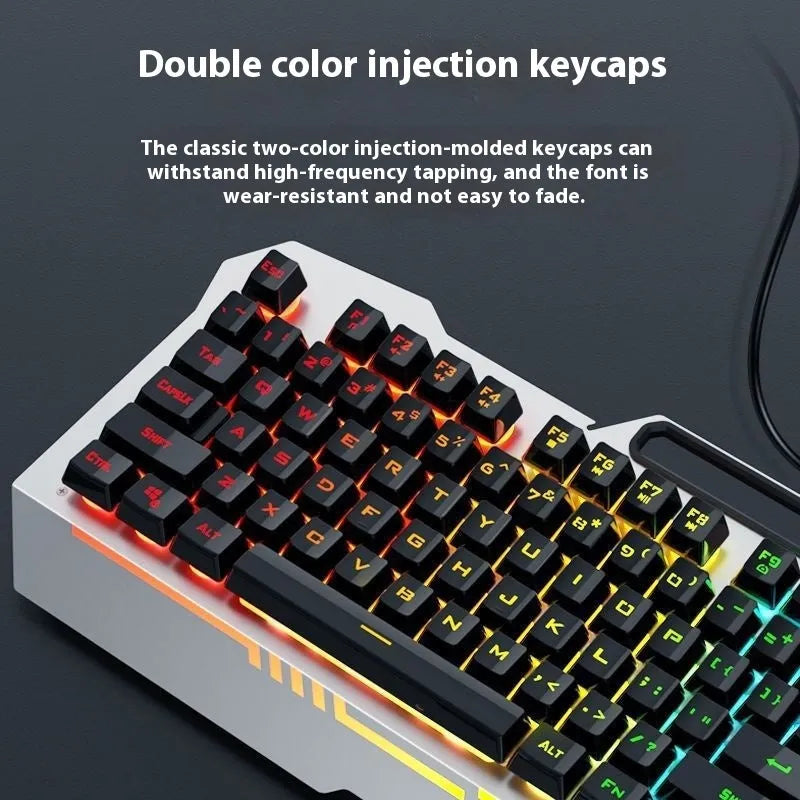 Black and white wired keyboard mouse headset bundle for desktop computer setups