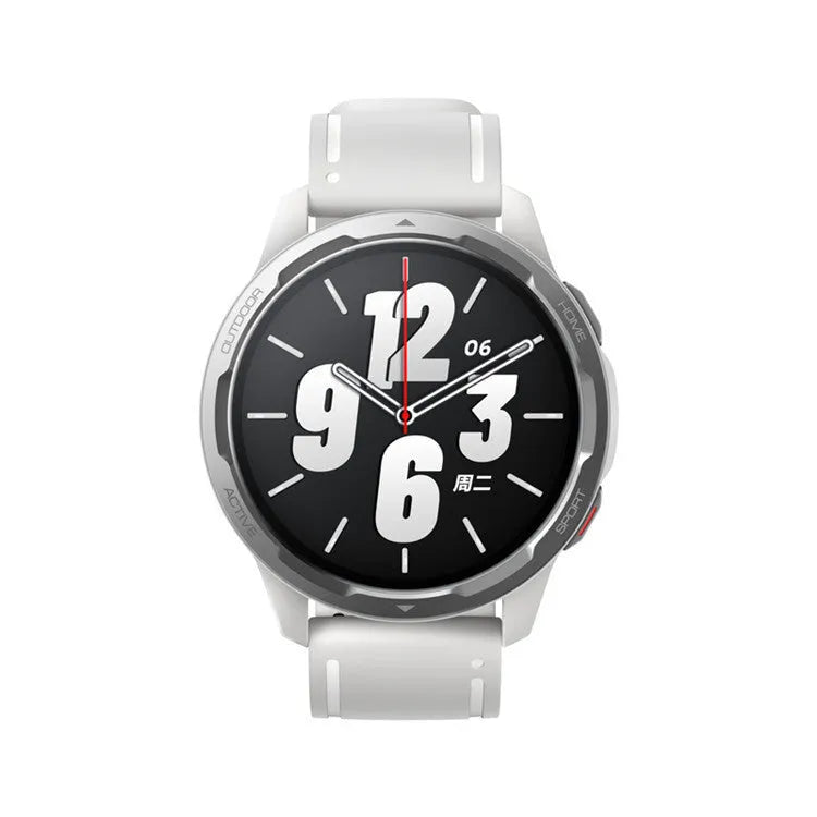 Dual band GPS smart watch with 1.43-inch screen in black, white, or blue colour with silicone strap