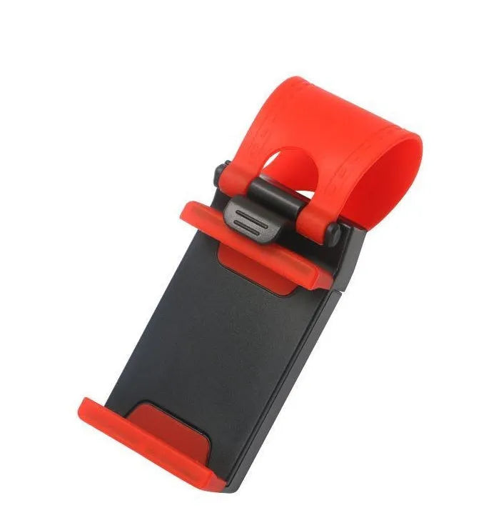 Universal steering wheel phone clip mount holder in black red blue yellow colours