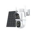 Outdoor solar-powered wireless security camera with solar panel and 4MP resolution