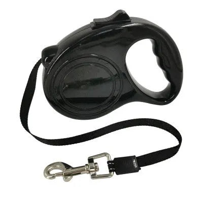 Pet dog automatic retractable leash with bone print pattern, nylon strap, and plastic housing