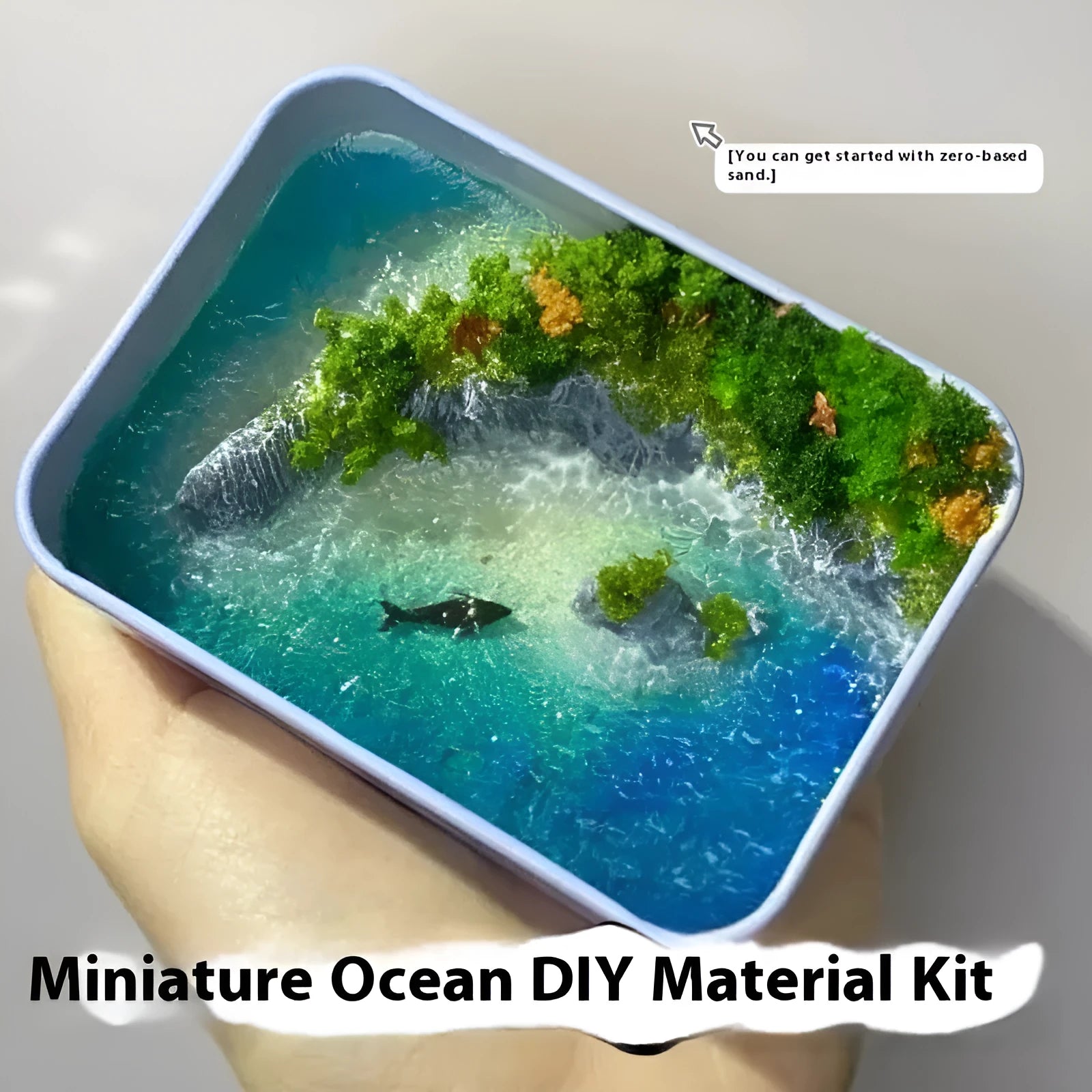 DIY bamboo marine landscape handmade model ornament with whale and island theme options
